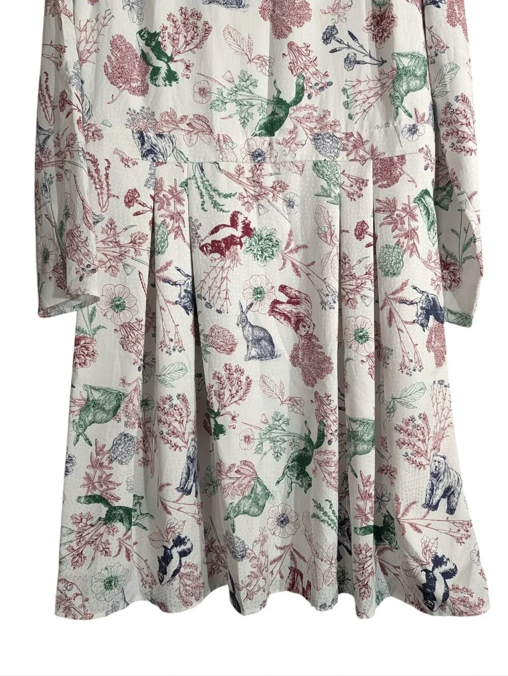 ModCloth Woodland Animal Botanical Fit & Flare Midi Dress XL Long Sleeve Lined - Picture 5 of 11